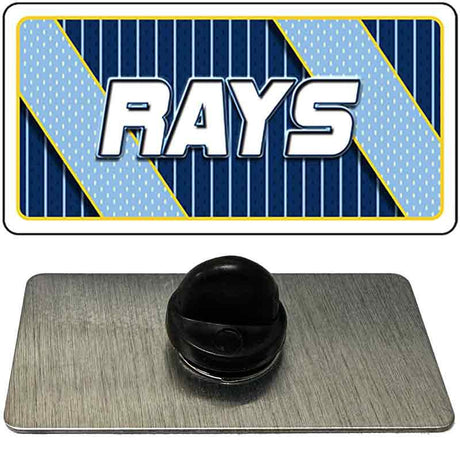 Black ball on a gray surface with 'RAYS' logo in the background