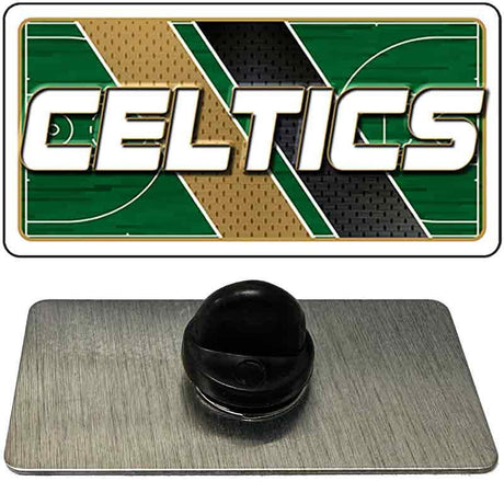 Pin with Celtics logo on a rectangular base
