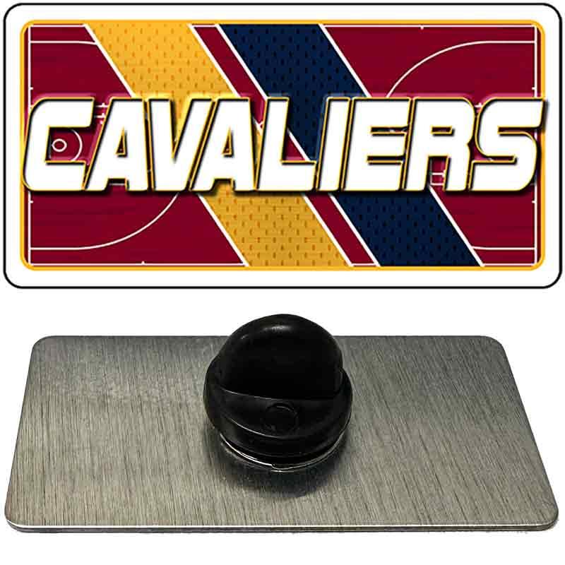 Pin with 'CAVALIERS' logo on a rectangular base