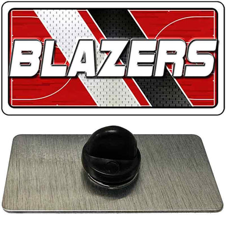 Black rubber grommet on a metal backing with 'BLAZERS' logo above