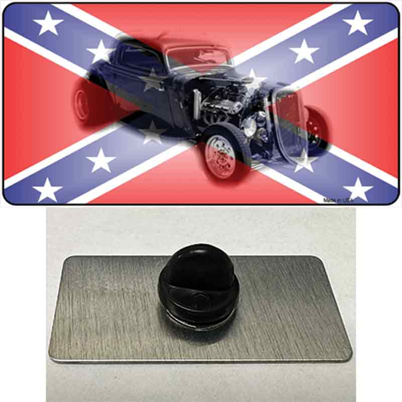 Confederate Flag Hot Rod Novelty Metal Hat Pin