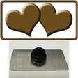 Solid Brown Centered Hearts White Novelty Metal Hat Pin