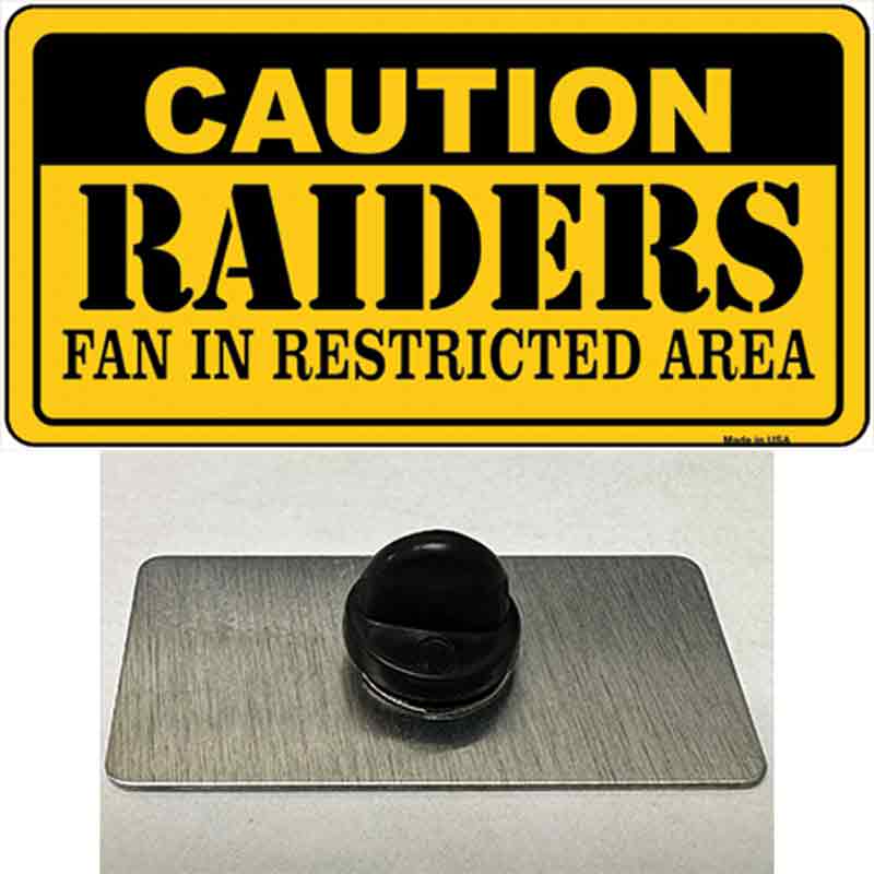 Caution Raiders Novelty Metal Hat Pin
