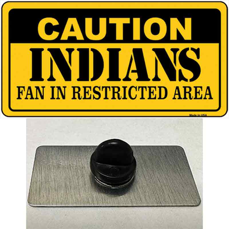 Caution Indians Fan Novelty Metal Hat Pin