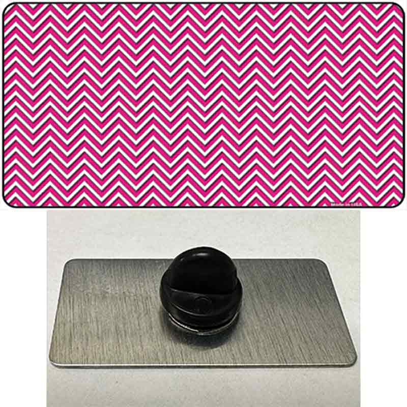 Pink White Chevron Novelty Metal Hat Pin