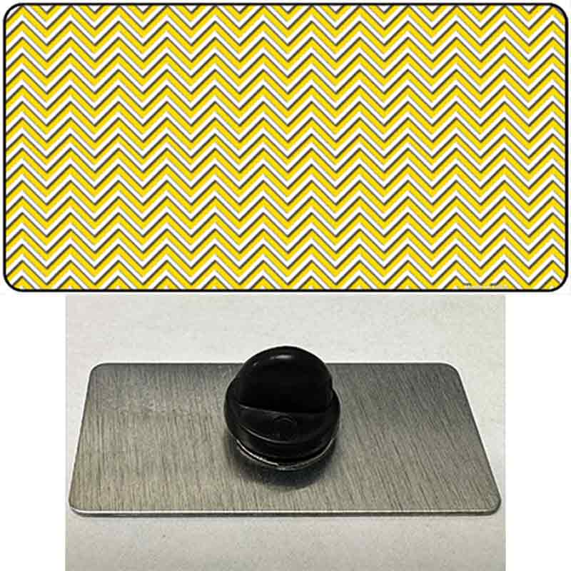 Yellow White Chevron Novelty Metal Hat Pin
