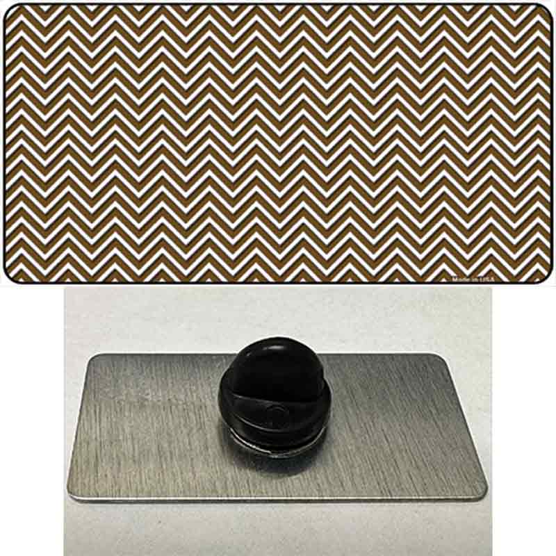 Brown White Chevron Novelty Metal Hat Pin