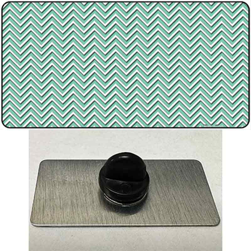 Mint White Chevron Novelty Metal Hat Pin
