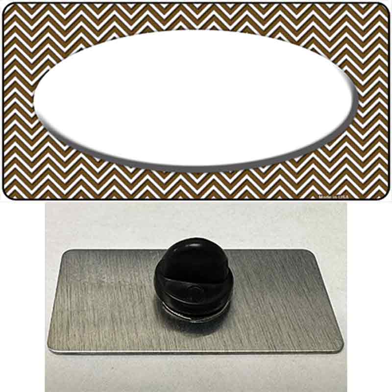 Brown White Chevon White Center Oval Novelty Metal Hat Pin