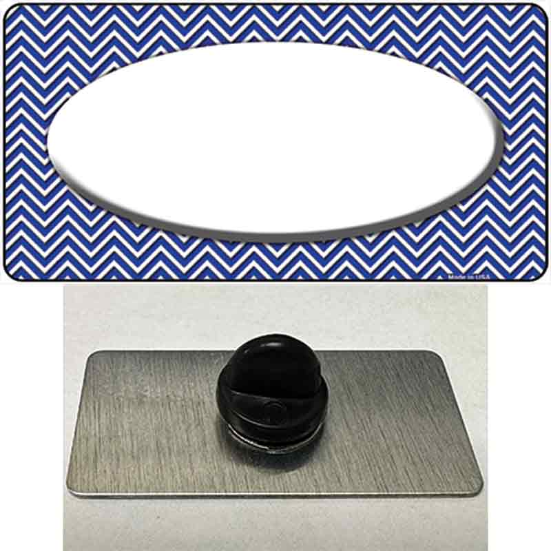 Blue White Chevon White Center Oval Novelty Metal Hat Pin