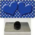 Blue White Polka Dot Center Hearts Novelty Metal Hat Pin