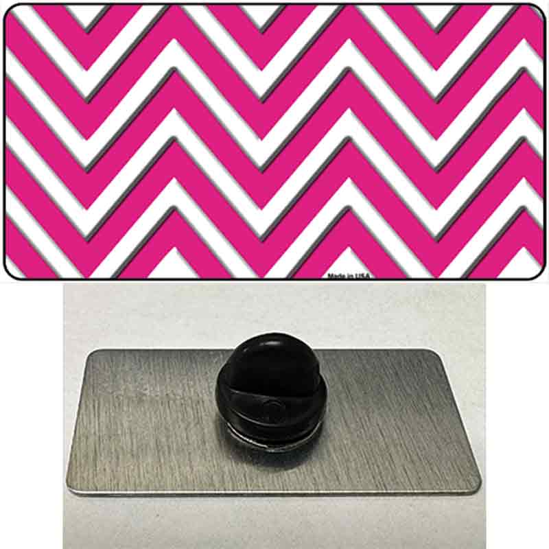 Pink White Large Chevron Novelty Metal Hat Pin