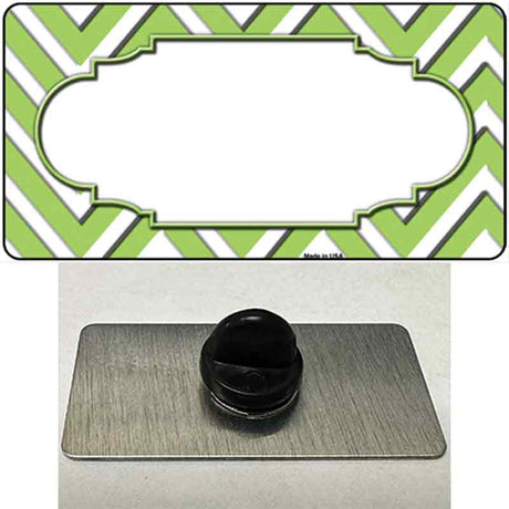 Lime Green White Large Chevron Center Scallop Novelty Metal Hat Pin