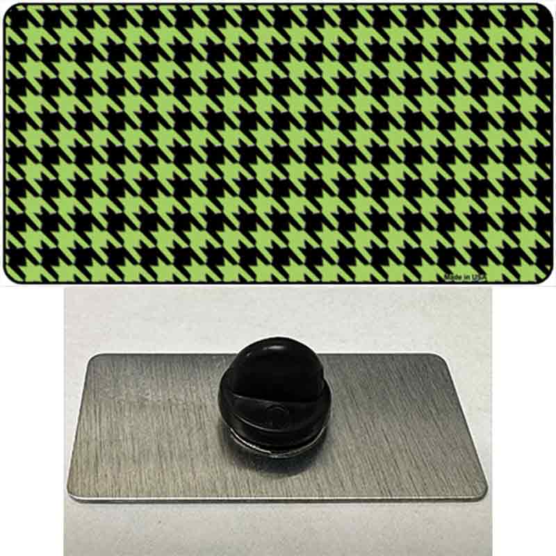Lime Green Black Houndstooth Novelty Metal Hat Pin