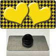 Yellow Black Houndstooth Yellow Center Hearts Novelty Metal Hat Pin