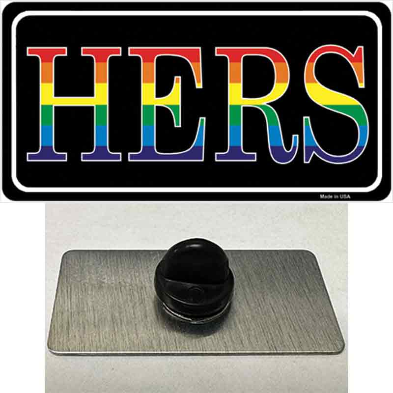 Hers Rainbow Novelty Metal Hat Pin