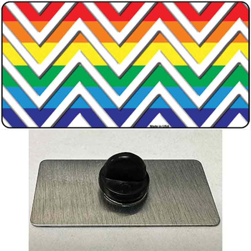 Rainbow White Chevron Novelty Metal Hat Pin