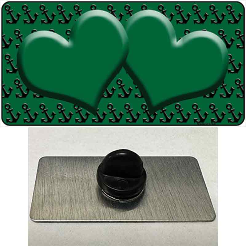 Green Black Anchor Green Heart Center Novelty Metal Hat Pin