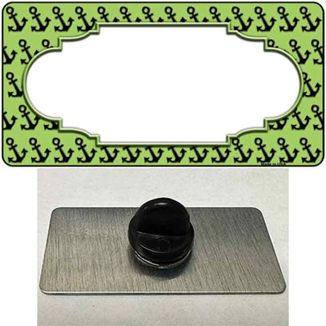 Lime Green Black Anchor Scallop Center Novelty Metal Hat Pin