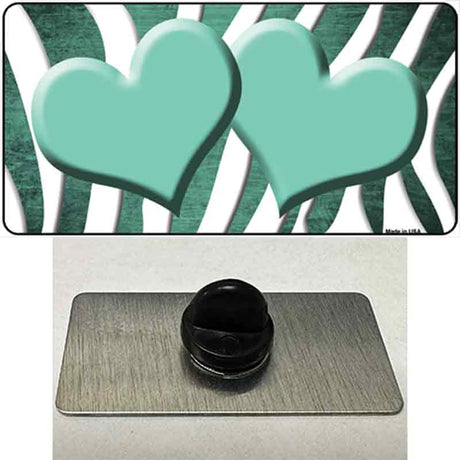 Mint White Zebra Hearts Oil Rubbed Novelty Metal Hat Pin