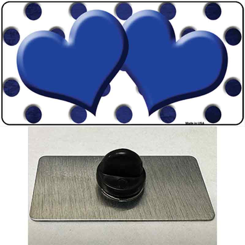Blue White Dots Hearts Oil Rubbed Novelty Metal Hat Pin