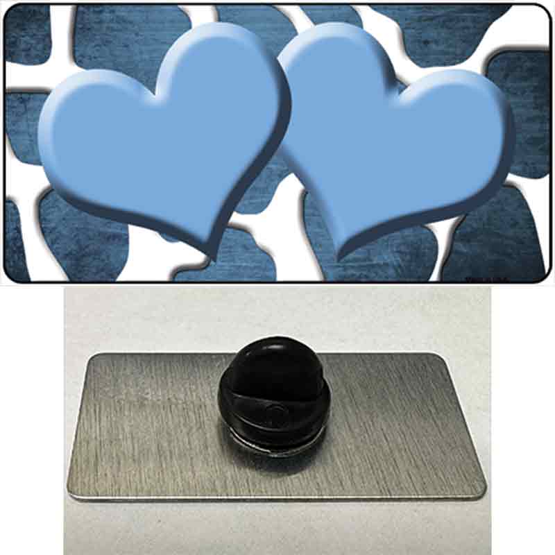 Light Blue White Hearts Giraffe Oil Rubbed Novelty Metal Hat Pin