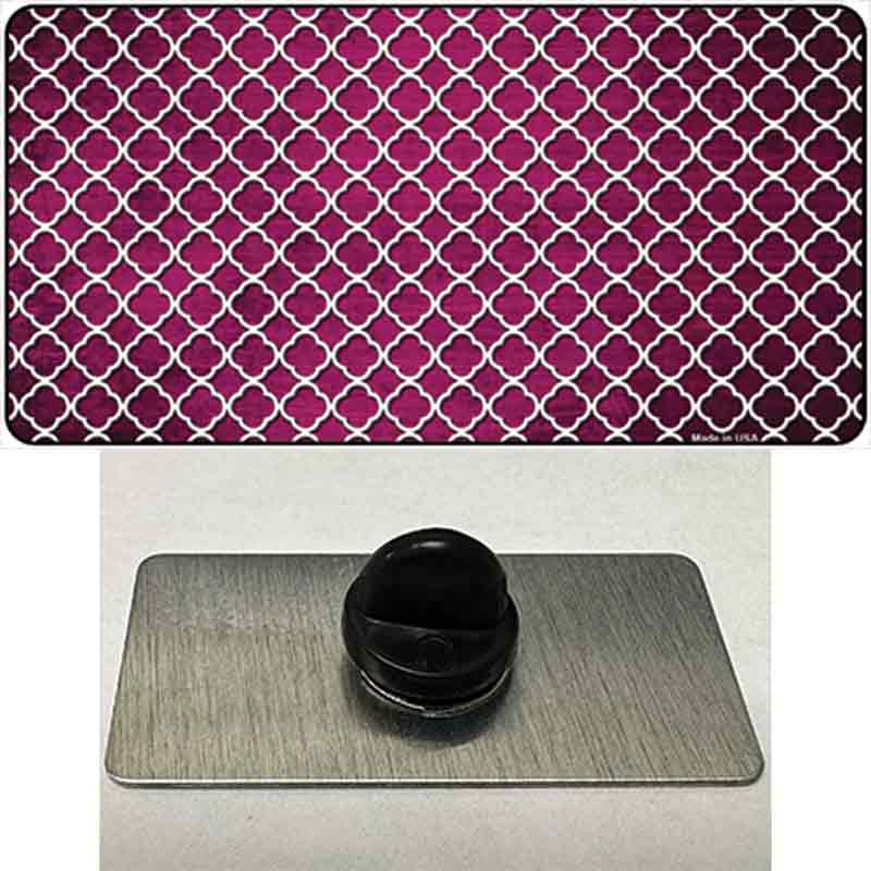 Pink White Quatrefoil Oil Rubbed Novelty Metal Hat Pin