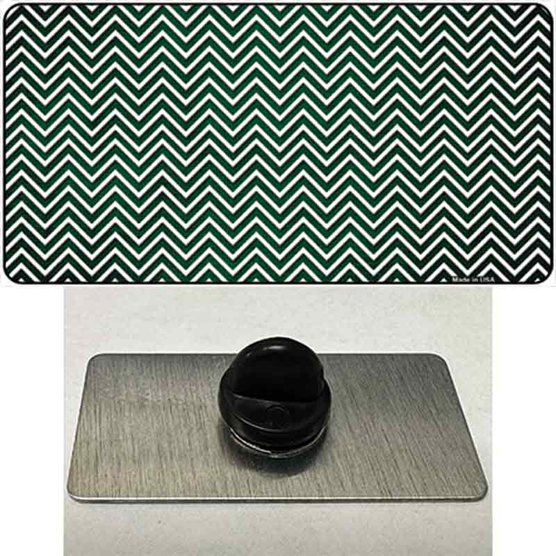 Green White Small Chevron Oil Rubbed Novelty Metal Hat Pin