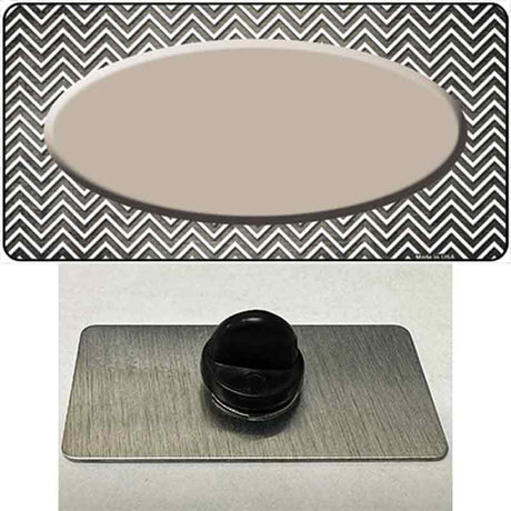 Tan White Small Chevron Oval Oil Rubbed Novelty Metal Hat Pin