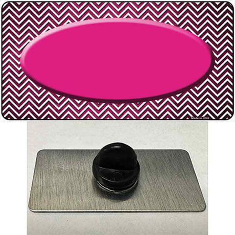 Pink White Small Chevron Oval Oil Rubbed Novelty Metal Hat Pin
