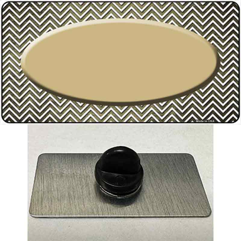 Gold White Small Chevron Oval Oil Rubbed Novelty Metal Hat Pin