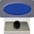 Blue White Small Chevron Oval Oil Rubbed Novelty Metal Hat Pin