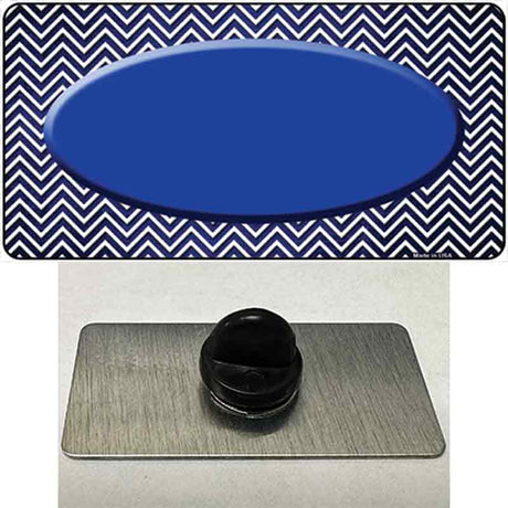 Blue White Small Chevron Oval Oil Rubbed Novelty Metal Hat Pin