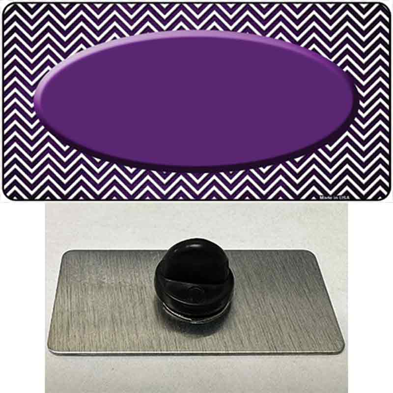 Purple White Small Chevron Oval Oil Rubbed Novelty Metal Hat Pin