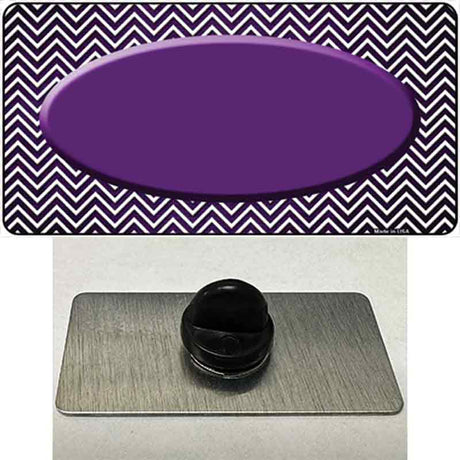Purple White Small Chevron Oval Oil Rubbed Novelty Metal Hat Pin