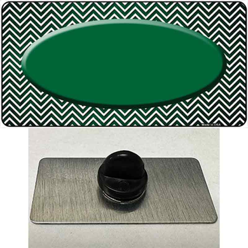 Green White Small Chevron Oval Oil Rubbed Novelty Metal Hat Pin