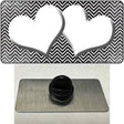 Black White Small Chevron Hearts Oil Rubbed Novelty Metal Hat Pin