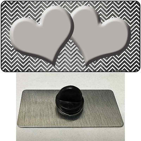 Gray White Small Chevron Hearts Oil Rubbed Novelty Metal Hat Pin