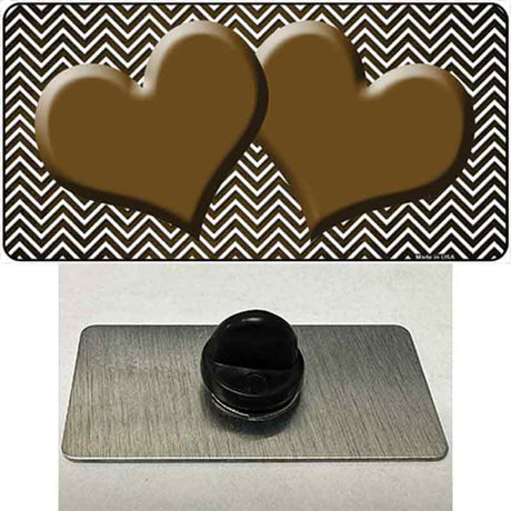 Brown White Small Chevron Hearts Oil Rubbed Novelty Metal Hat Pin