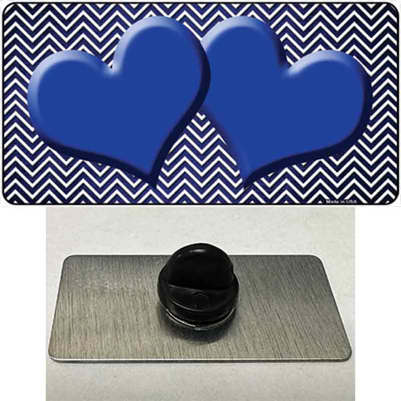 Blue White Small Chevron Hearts Oil Rubbed Novelty Metal Hat Pin