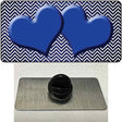 Blue White Small Chevron Hearts Oil Rubbed Novelty Metal Hat Pin