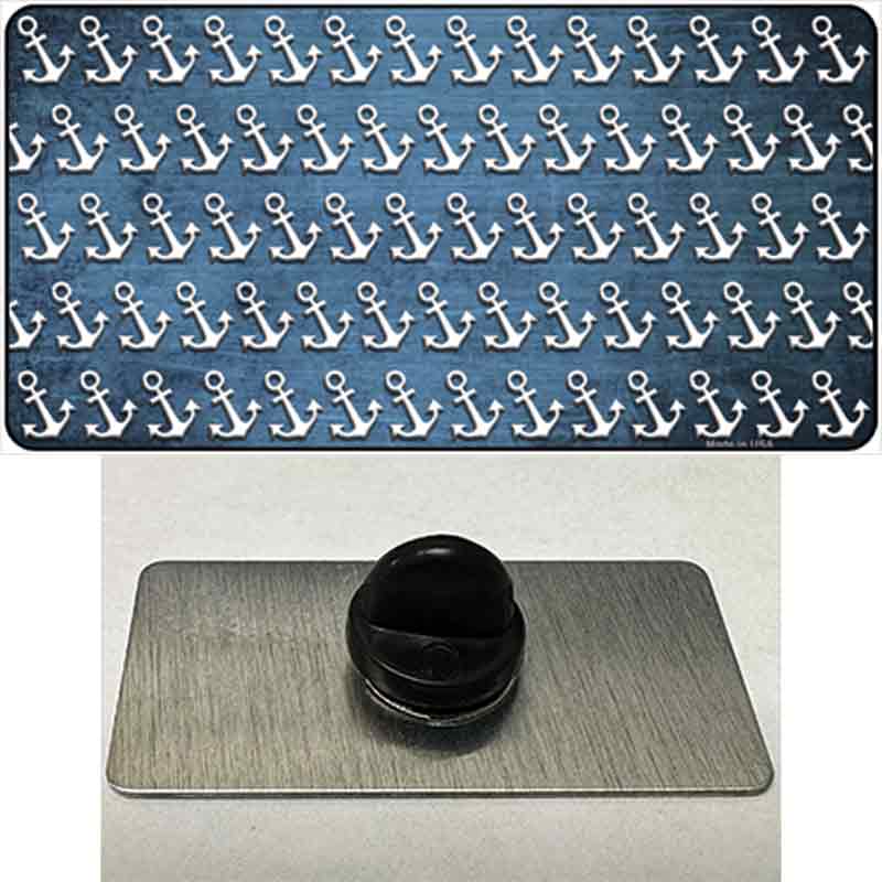 Light Blue White Anchor Oil Rubbed Novelty Metal Hat Pin