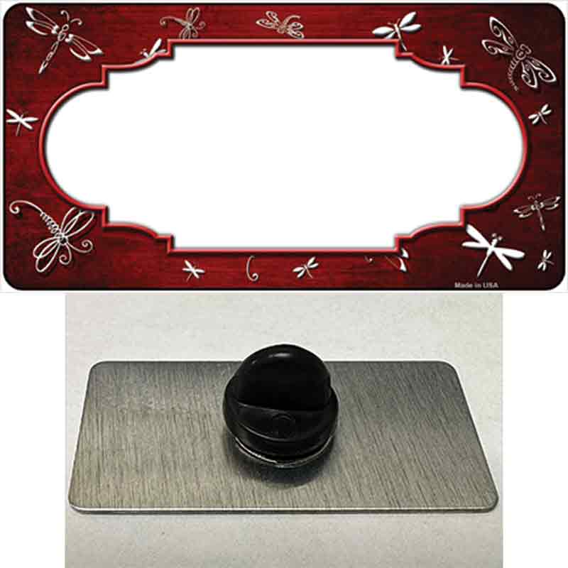 Red White Dragonfly Scallop Oil Rubbed Novelty Metal Hat Pin