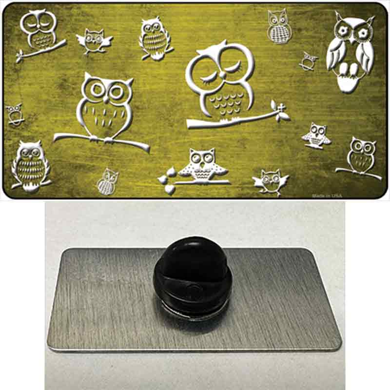 Yellow White Owl Oil Rubbed Novelty Metal Hat Pin