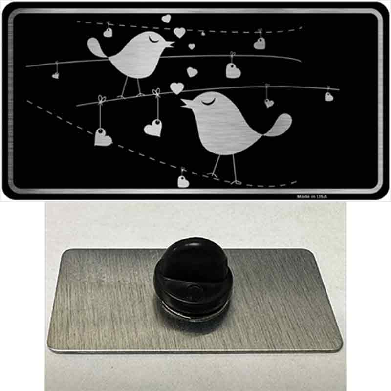 Love Birds Black Brushed Chrome Novelty Metal Hat Pin