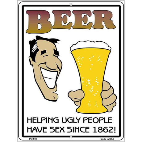 Helping Ugly People Metal Novelty Parking Sign 4.5" x 6" (PM)