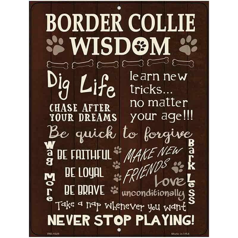 Border Collie Wisdom Metal Novelty Parking Sign 4.5" x 6" (PM)