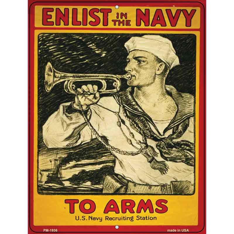 Enlist in the Navy Vintage Poster Parking Sign 4.5" x 6" Sign (PM)
