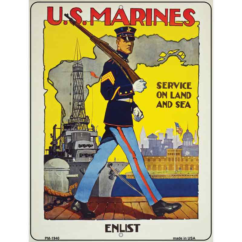 US Marines Vintage Poster Parking Sign 4.5" x 6" Sign (PM)