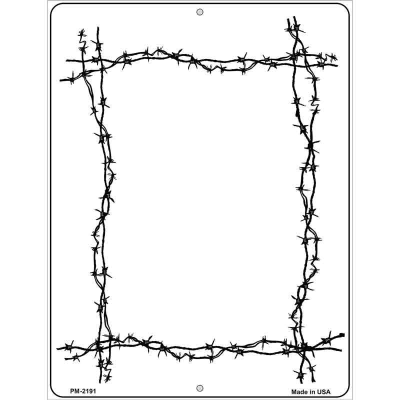 Black Barbed Wire Border Metal Novelty Parking Sign 4.5" x 6" (PM)